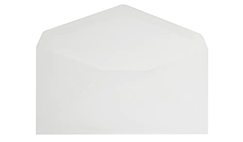 Blanke Briefhüllen, Transparente Briefumschläge, 100 Stück, Nassklebung, Ohne Fenster, Spitze Klappe, 110 x 220 mm (DIN Lang), 90 g/qm Offset, Weiß (Transparent-Weiß)