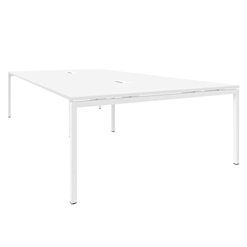 Weber Büroleben GmbH NOVA Konferenztisch 320x164cm Weiß mit ELEKTRIFIZIERUNG Besprechungstisch Tisch, Gestellfarbe:Weiß