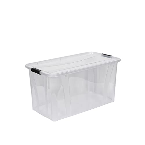 Kreher Aufbewahrungsboxen Master mit Deckel in Transparenter Ausführung. In verschiedenen Größen (wählbar). Aus robustem Kunststoff. (80 Liter)