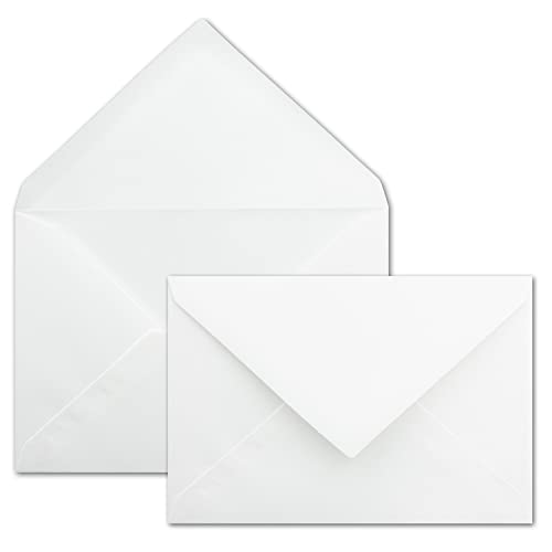 50 Stück - Briefumschläge DIN C5 Weiß - 16,1 x 22,8 cm - mit Nassklebung und spitzer Verschlussklappe, 90 Gramm pro m² - Glatte und matte Oberfläche mit angenehmer Haptik
