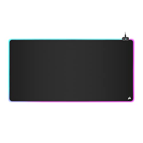 Corsair MM700 RGB Extended 3XL Gaming-Mauspad mit Stoffoberfläche - Oberfläche von 1220 × 610 mm - 360°-DREI-Zonen-RGB-Beleuchtung - USB-Hub mit Zwei Ports - rutschfeste Gummiunterlage - Schwarz