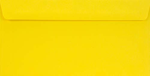Netuno 100 Briefumschläge Gelb DIN Lang 110x 220 mm 90g Burano Giallo Zolfo Papier Umschläge DL ohne Fenster für Grußkarten Einladungs-Karten Hochzeitskarten Geburtstagskarten Briefkuverts DL gelb