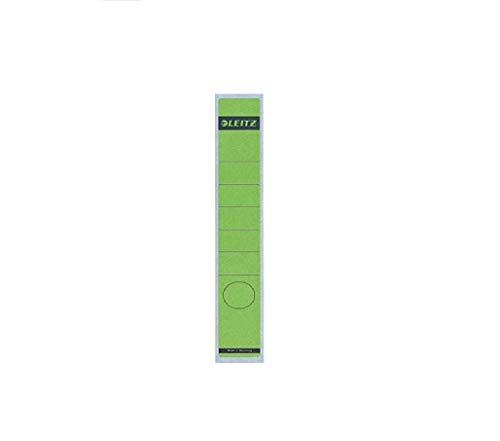 Leitz Rückenschild selbstklebend für Standard- und Hartpappe-Ordner, 10 Stück, 50 mm Rückenbreite, Langes und schmales Format, 39 x 285 mm, Papier, grün, 16480055