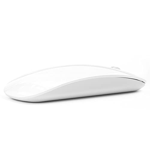 Uiosmuph U30 Bluetooth Maus Kabellose, Wiederaufladbare Leise (BT5.1+ BT5.1+ USB) Funkmaus Laptop Wireless Mouse Empfänger Typ C Kompatibilität mit Windows/Linux/Mac/PC (Weiß)