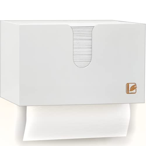 Bamboovia Bambus-Papierhandtuchspender für H3 Papierhandtücher - der umweltfreundliche Weg, Papierhandtücher zu verwenden | Geeignet für V-, Z- und Interfold-Falzung (Weiß)