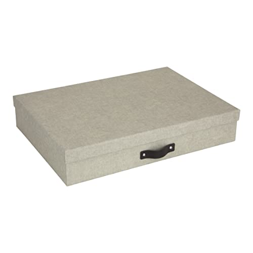 BIGSO BOX OF SWEDEN SVERKER Dokumentenbox für Unterlagen im A3-Format – Schreibtischablage mit Deckel und Griff – Aufbewahrungsbox aus Faserplatte und Papier in Leinenoptik – beige