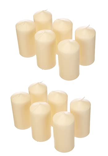 Papstar Stumpenkerzen/Säulenkerzen creme, (12 Stück), Abmessungen 6 x 11.5 cm, für Haushalt, Feiern und Gastronomie, Brenndauer: ca. 24 Stunden (12 Kerzen)