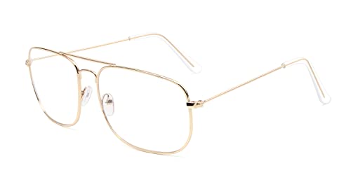 Kelens Retro Metall Rahmen Klare Linse Brille Vintage Winddicht Brille Gaming Brille Dekobrille Fake Brille Ohne Stärke Unisex