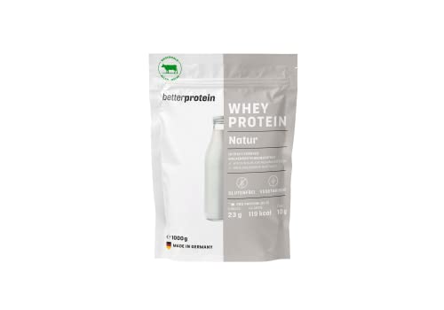 Whey Protein - Neutral 1 kg - Produziert in Deutschland aus regionaler Milch - Eiweißpulver zum Muskelaufbau und Abnehmen - Beutel- betterprotein® -