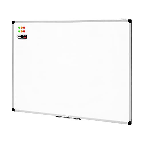 Amazon Basics Magnetisches Whiteboard mit Stiftablage und Aluminiumleisten, trocken abwischbar, 120 cm x 90 cm (B x H), Weiß