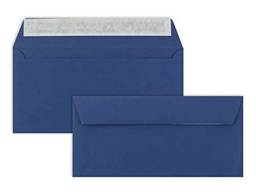 50 Brief-Umschläge DIN Lang - Dunkel-Blau/Nachtblau - 110 g/m² - 11 x 22 cm - sehr formstabil - Haftklebung - Qualitätsmarke: FarbenFroh by GUSTAV NEUSER