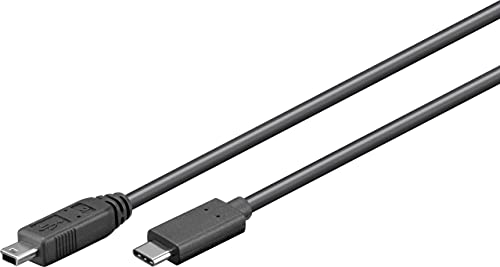 Goobay 67989 USB 2.0 Mini Typ B auf USB C Kabel 480 Mbits / Mini B USB zu USB A Stecker Adapterkabel / GoPro - Kartenleser - Hubs / Schwarz / 0,5m