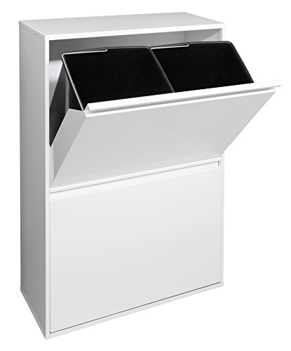 ARREGUI Basic CR601-B Recycling Abfalleimer/Mülleimer aus Stahl | Mülltrennsystem mit 4 entnehmbaren Inneneimern aus Kunststoff mit Griff | 4 x 17L (68 L) | weiß