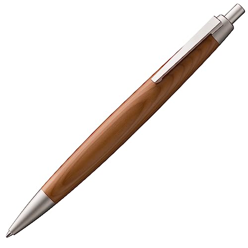 LAMY 2000 Kugelschreiber 203 – Kuli in einer edlen Holzvariante in der Farbe Palladium Eibenholz – Mit Großraummine Schwarz – Strichbreite M, 1 Stück (1er Pack)