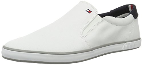 Tommy Hilfiger Herren Vulcanized Sneaker Iconic Slip-On Schuhe, Weiß (White), 43 EU