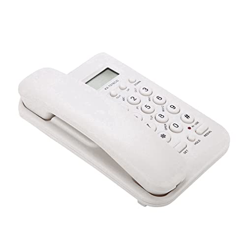 Kabelgebundenes Festnetztelefon, Desktop-/Wandtelefon mit Schneller Wahlwiederholung, FSK/DTMF-Dual-System, Betrieben über Telefonleitung, für das Hotel (Weiss)