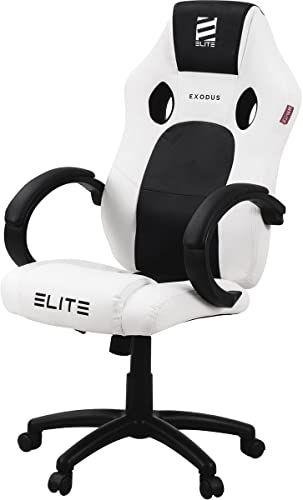 ELITE Gaming Stuhl MG100 Exodus | Ergonomischer Bürostuhl - Schreibtischstuhl - Chefsessel - Sessel - Racing Gaming-Stuhl - Gamingstuhl - Drehstuhl - Chair - Kunstleder Sportsitz (Weiß/Schwarz)