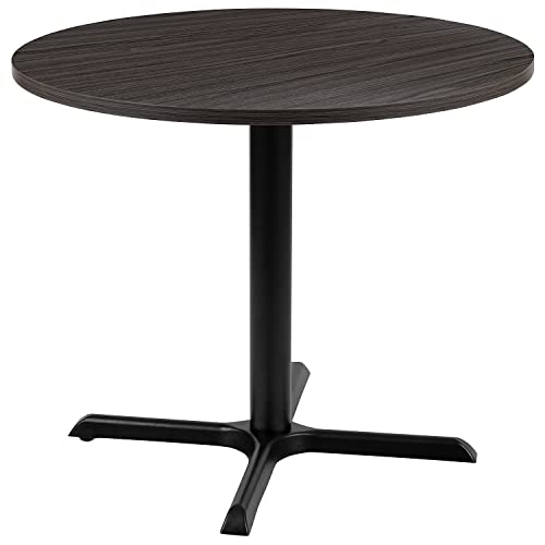 Flash Furniture Konferenztisch, rund, 91,4 cm, Holzwerkstoff, Rustikales Grau, 35.5' L x 35.5' W x 30' H