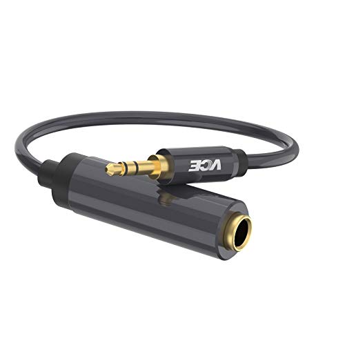 VCE Klinke Adapter Mikrofon Kopfhörer klinkenadapter 3,5mm Stecker auf 6,35mm Buchse Audio Adapter mit Vergoldete Stecker für Kopfhörer, Lautsprecher, Klavier - 20cm