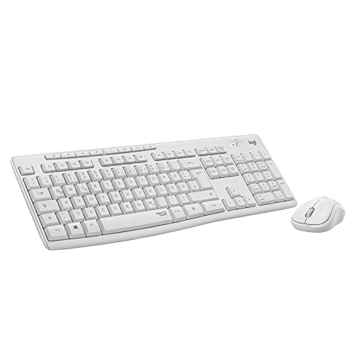 Logitech MK295 kabelloses Tastatur-Maus-Set mit SilentTouch-Technologie, Shortcut-Tasten, optischer Spurführung, Nano USB-Empfänger, verzögerungsfreier Drahtlosverbindung, QWERTZ layout- Weiß
