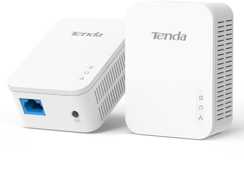Tenda PH3 Powerline Adapter Kit, 1000Mbit/s Homeplug AV2, 2 Gigabit LAN Ports, Plug&Play, Internet per Steckdose über Ihre Stromleitung, energiesparend weiß