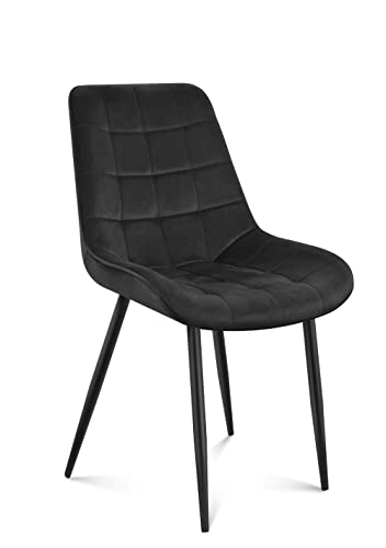 MARK ADLER Prince 3.0 Esszimmerstühle Polsterstuhl wohnzimmerstuhl Sessel mit Rückenlehne Sitzfläche aus Samt Bürostuhl mit Metallbeine bis 130 kg belastbar Schwarz