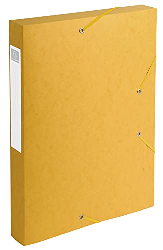 Exacompta 14006H 10er Pack Premium Sammelboxen mit Gummizug 40 mm breit aus extra starkem Colorspan-Karton mit Rückenschild für DIN A4 Archivbox Heftbox Dokumentenbox Zeichenbox Sammelmappe gelb