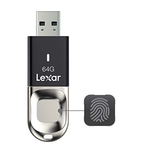 Lexar JumpDrive Fingerabdruck F35 USB Stick 64GB USB 3.0, Flash-Laufwerk Bis zu 150 MB/s Lesen, für PC, Laptop, externe Speicherdaten, Fotos, Video (Inkompatibel mit Mac OS) (LJDF35-64GBEU)