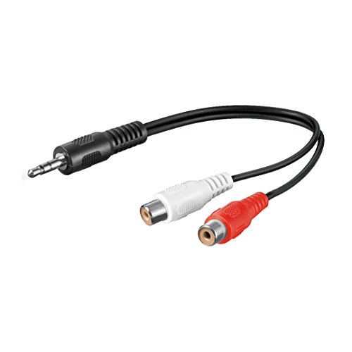 Audio Adapter | 20 cm | 3,5 mm Klinke Stecker auf 2x Cinch Buchse | Stereo Y Adapter RCA Verbinder Chinch Laptop Tablet Smartphone | Schwarz