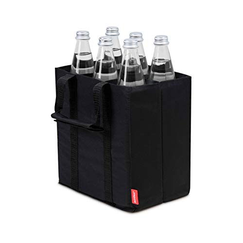 achilles Flaschentasche, Bottle Bag für 6 x 1,5 Liter Flaschen, Bottlebag, Tragetasche mit Trennwänden für Flaschen, Einkaufstasche mit 6 Fächern, 25 cm x 18 cm x 27 cm (Schwarz)