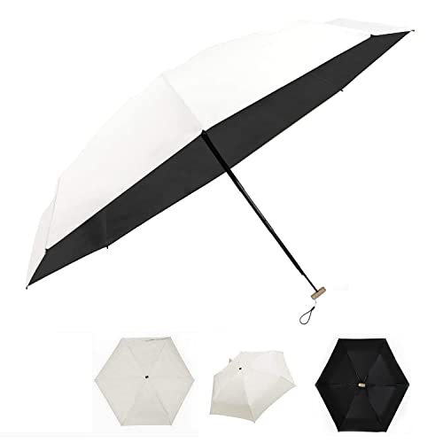 Mini-Regenschirm, faltbar, ultraleicht, aus Gummi, Sonnenschirme, Reisen, wasserdicht, winddicht (cremeweiß)