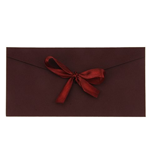 AfinderDE 10 Stück Blanko Briefumschläge mit Schleife Umschläge (22 x 11cm) in Lang Format für Hochzeit Einladungskarten Nachricht Karte Party Geburtstag Weihnachten Geschenk Karten