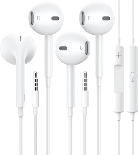 2 Pack 3.5mm Kopfhörer, Kopfhörer mit Kabel in Ear Ohrhörer mit Mikrofon und Lautstärkeregler Headset mit 3.5mm Kopfhörern für Samsung Android Smartphone Laptop MP3 Players und andere 3,5-mm-Geräte