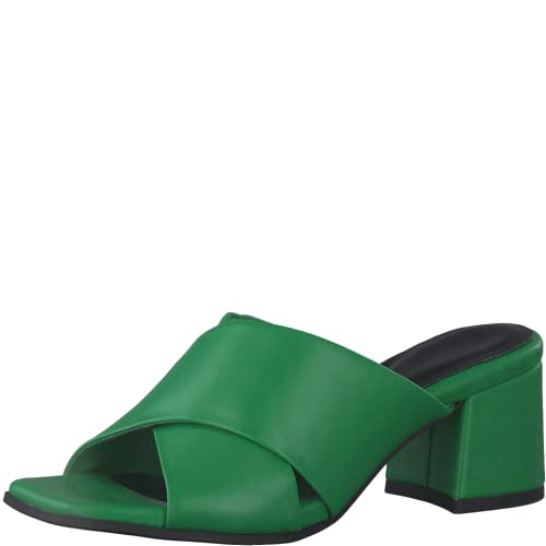 MARCO TOZZI Damen Sandalen mit Absatz mit Überkreuztem Riemen Elegant, Metallisch (Grün), 39 EU