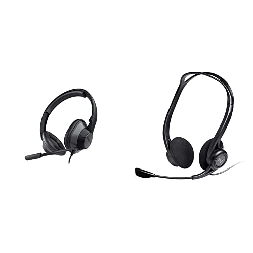 CREATIVE HS-720 V2 Kopfhörer USB-Headset & Logitech 960 Kopfhörer mit Mikrofon, Stereo-Headset, Mikrofon mit Rauschunterdrückung, Integrierter Lautstärkeregler & Stummschaltung, 2.4m Kabel -Schwarz