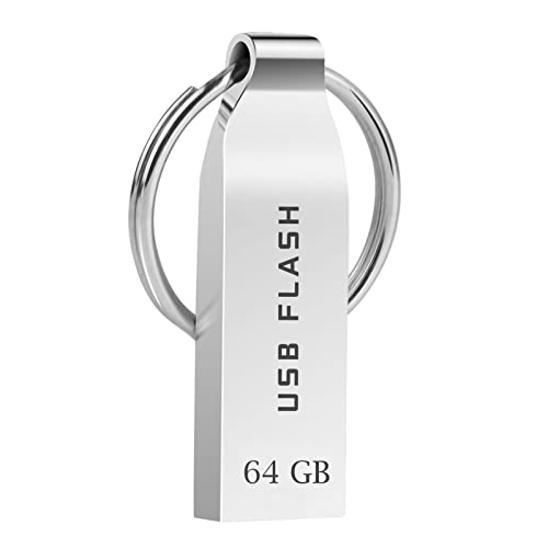 Locpof USB Stick 64GB Speicherstick Wasserdichter Memory Stick mit Schlüsselanhänger Metall USB-Stick Datenspeicher USB-Flash-Laufwerk für PC Laptop Tablet