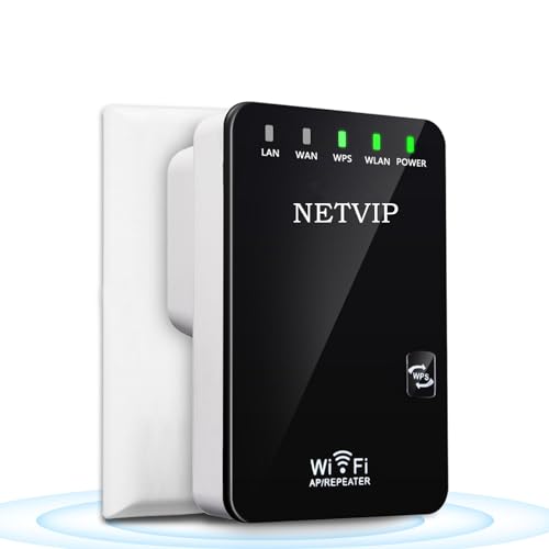 NETVIP WLAN Repeater Router Wi-Fi Verstärke Range Extender Wi-Fi Signal-bosster Wireless Access Point 2.4GHz mit WPS Funktion Willigt IEEE802.11n/g/b(300Mbit/s) Kompatibel mit Allen WLAN Geräte