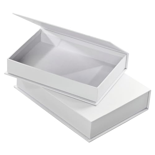 folia 3313 - Pappschachteln 'Klappdeckel-Boxen' 2 Stück in 2 verschiedenen Größen, in weiß, ideal zum Bekleben, Bemalen und Verzieren