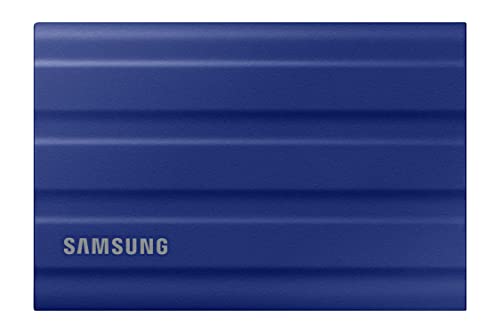 Samsung Portable SSD T7 Shield, 1 TB, USB 3.2 Gen.2, 1.050 MB/s Lesen, 1.000 MB/s Schreiben, Robuste externe Festplatte Outdoor für Mac, PC und Smartphone, Blau, MU-PE1T0R/EU
