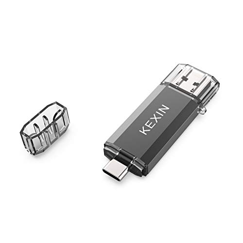 KEXIN USB C Stick 256GB USB Stick 3.0 Speicherstick OTG Dual Flash Laufwerk Type C Android Smartphone Speicher 100 MB/s Lesegeschwindigkeit Schwarz