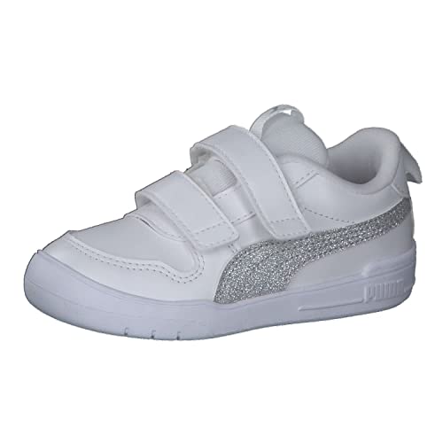 PUMA Unisex Baby Multiflex Glitz V Inf Sneaker, White Silver, 25 EU