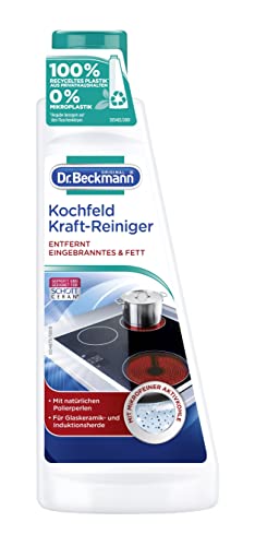Dr. Beckmann Kochfeld Kraft-Reinig er | Glaskeramik-Reiniger gegen Eingebranntes und Fett | mit natürlichen Polierperlen und Aktivkohle | 1x 250 ml