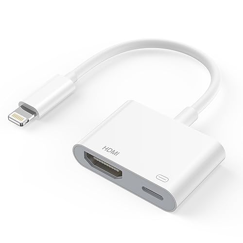 Lightning HDMI Adapter 【Apple MFi Zertifiziert】Digital AV Adapter HDMI Kabel Adapter Connector to TV/HDTV/Monitor für iPhone 14/13/SE/12/11/XS/XR/X/8/7/iPad/iPod