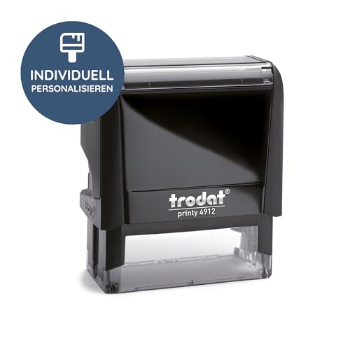 Trodat – Printy 4912 Custom Stempel mit Wunschtext personalisieren – selbstfärbender Stempel als Namensstempel, Adressstempel, Firmenstempel & Co zu verwenden (47 x 18 mm | 5 Zeilen) Schwarz