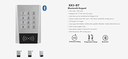 Secukey xk3-bt Zutrittskontrolle RFID Pin, IP66, Bluetooth, App Free und Standalone, Silber