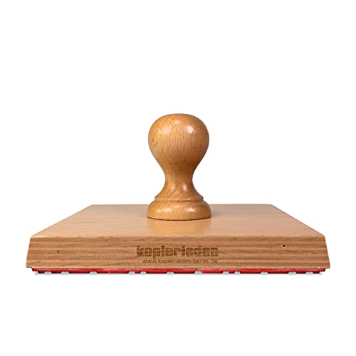 Holzstempel mit großer Stempelplatte mit eigenem Wunschtext, 14 x 14 cm, für Adressen oder Motive - Adressstempel, Textstempel, Firmenstempel
