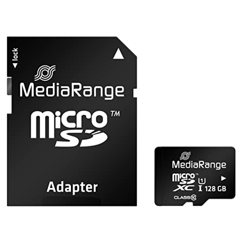 MediaRange micro SDXC Speicherkarte mit SD Adapter 128GB - Geschwindigkeit Klasse 10, Lesegeschwindigkeit bis 80 MB/s, externer Datenspeicher für mobile Endgeräte wie Digitalkameras oder Smartphones