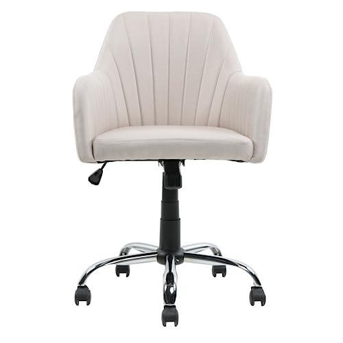 DeHong Bürostuhl Freizeit Drehstuhl Sitzhöhenverstellung mit Wippenfunktion Home-Office-Stuhl höhenverstellbarer Schreibtischstuhl ergonomisch 360° schwenkbaren Beige 60 x 60x 85-95.5 cm