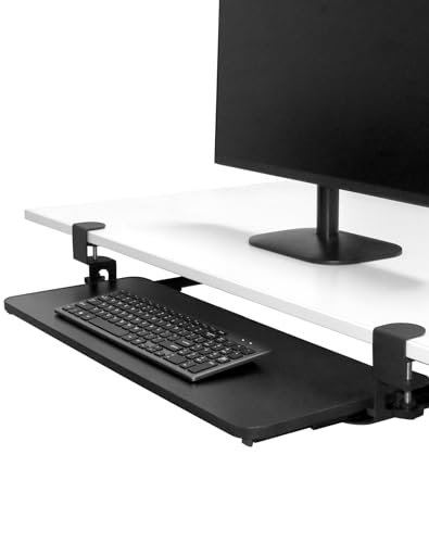 QWORK® Tastaturablage unter dem Schreibtisch, verschiebbare Tastaturablage unter dem Schreibtisch, mit C-Klemme, Traggewicht 20 kg