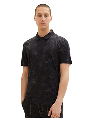 TOM TAILOR Denim Herren 1036400 Relaxed Fit Poloshirt, 31892-Black Soft Batik Print, L